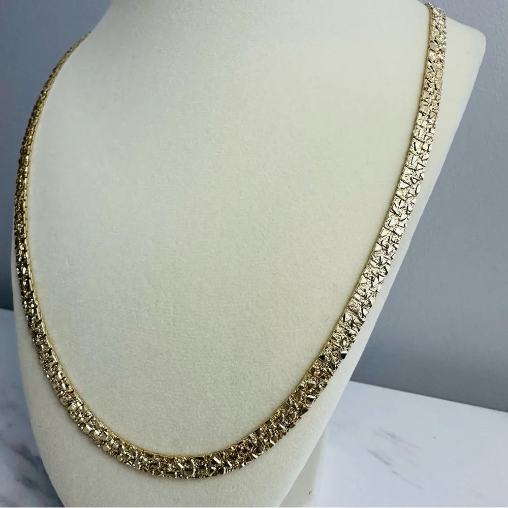 Golden Nugget Style Vintage 24” Gold Plated Necklace - Picture 5 of 13